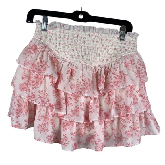Thirty Thirty LA Dresses & Skirts - Thirty Thirty LA Skirt Mini Smocked Ruffles Pink Sz S Floral Dainty Coquette